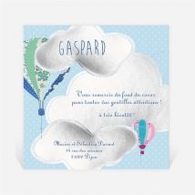 Remerciement naissance Dans les airs personnalisable - 9,5 x 9,5 cm - Monfairepart