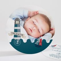 Faire-part naissance Petit matelot original personnalisable - Couleur Bleu - 13,5 cm - Monfairepart