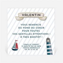 Remerciement naissance Petit matelot original personnalisable - 9,5 x 9,5 cm - Monfairepart