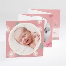 Faire-part naissance Joli faire part créatif personnalisable - Couleur Rose - 7,5 x 7,5 cm - Monfairepart