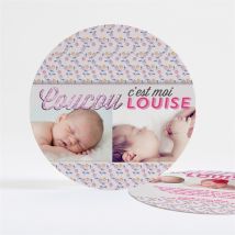 Faire-part naissance Coucou c'est moi personnalisable - 13,5 cm - Monfairepart