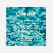 Remerciement naissance Carte originale verte personnalisable - 9,5 x 9,5 cm - Monfairepart