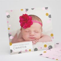 Faire-part naissance Petits pois de couleur personnalisable - 15 x 14 cm - Monfairepart