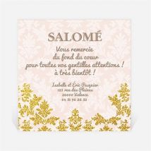 Remerciement naissance Feuillages dorés personnalisable - 9,5 x 9,5 cm - Monfairepart