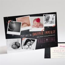 Faire-part naissance Photos sur ardoise original personnalisable - 21 x 14,5 cm - Monfairepart