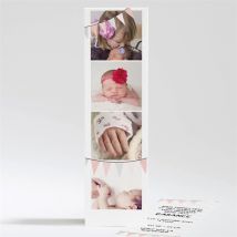Faire-part naissance Photomaton 4 photos personnalisable - 5,3 x 19,4 cm - Monfairepart