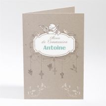 Menu communion Pendentifs personnalisable - Couleur Beige - 10 x 14,5 cm - Monfairepart
