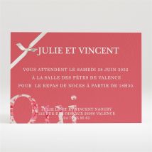 Carton d'invitation mariage Chic blanc et rouge personnalisable - 11 x 7,5 cm - Monfairepart