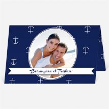 Faire-part mariage Les Ancres du Mariage personnalisable - Couleur Bleu - 10 x 14,5 cm - Monfairepart