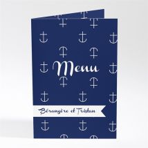 Menu mariage Les Ancres du Mariage personnalisable - 10 x 14,5 cm - Monfairepart