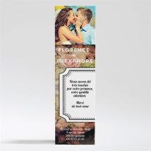 Carte de remerciement mariage inscriptions originales personnalisable - 5,3 x 19,4 cm - Monfairepart