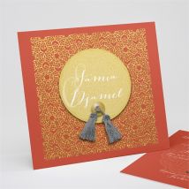 Faire-part mariage Medaillon couleurs d'automne personnalisable - 15 x 14 cm - Monfairepart