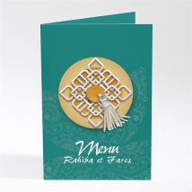 Menu mariage oriental vert personnalisable - 10 x 14,5 cm - Monfairepart