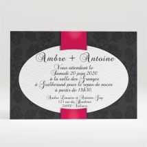 Carton d'invitation mariage vintage noir et rouge personnalisable - 11 x 7,5 cm - Monfairepart