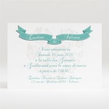 Carton d'invitation mariage Joli coeur avec banderole personnalisable - 11 x 7,5 cm - Monfairepart