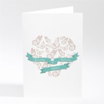 Menu mariage Joli coeur avec banderole personnalisable - 10 x 14,5 cm - Monfairepart