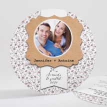 Faire-part mariage Liberty romantique personnalisable - 13,5 cm - Monfairepart