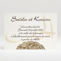 Carton d'invitation mariage Soleil et or personnalisable - 11 x 7,5 cm - Monfairepart
