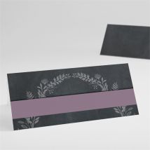 Marque-place mariage Découpe ardoise photo personnalisable - Couleur Violet/Ardoise - 9,5 x 4,2 cm - Monfairepart