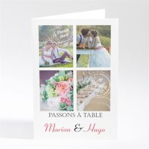 Menu mariage Photomaton et tampons personnalisable - 10 x 14,5 cm - Monfairepart