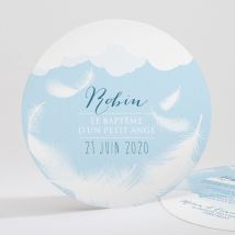 Faire-part de baptême Duvet tout en rondeur personnalisable - Couleur Bleu - 13,5 cm - Monfairepart