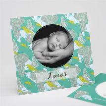 Faire-part naissance Jolie Jungle personnalisable - 15 x 14 cm - Monfairepart