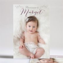 Faire-part naissance Faire part mixte avec photo personnalisable - Couleur Violet - 14,5 x 21 cm - Monfairepart