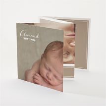 Faire-part naissance Beige classique traditionnel personnalisable - Couleur Beige et Marron - 10 x 10 cm - Monfairepart