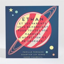 Remerciement naissance Il débarque sur Terre personnalisable - 9,5 x 9,5 cm - Monfairepart