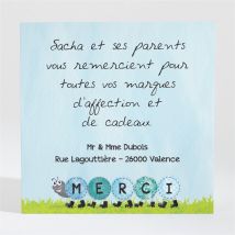 Remerciement naissance Notre petit Escargot personnalisable - 9,5 x 9,5 cm - Monfairepart