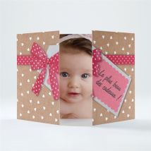 Faire-part naissance Le plus beau des cadeaux personnalisable - Couleur Rouge/Rose/Kraft - 14,5 x 10,5 cm fermé - Monfairepart
