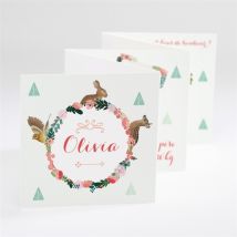 Faire-part naissance Petits animaux de la forêt personnalisable - Couleur Multicolore - 7,5 x 7,5 cm - Monfairepart