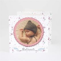 Faire-part naissance Motifs graphiques et photo personnalisable - 10 x 10 cm - Monfairepart