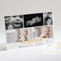 Faire-part naissance Petits animaux tendance personnalisable - Couleur Jaune - 21 x 14,5 cm - Monfairepart