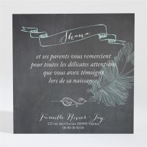 Remerciement naissance Ardoise et pictogrammes personnalisable - 9,5 x 9,5 cm - Monfairepart