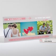 Invitation anniversaire de mariage Invitation Air Union personnalisable - Couleur Rose - 21 x 10 cm - Monfairepart