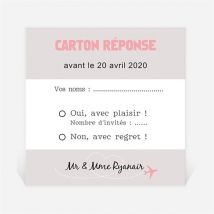 Carton réponse anniversaire de mariage Invitation Air Union personnalisable - Couleur Marron - 9,5 x 9,5 cm - Monfairepart