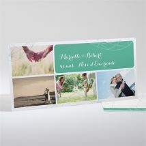 Invitation anniversaire de mariage Carte à photos personnalisable - Couleur Vert - 21 x 10 cm - Monfairepart