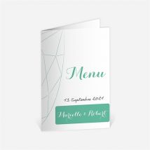 Menu anniversaire de mariage Carte à photos personnalisable - Couleur Vert et Blanc - 10 x 14,5 cm - Monfairepart
