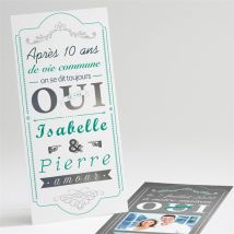 Invitation anniversaire de mariage En folie! personnalisable - Couleur Blanc - 10 x 21 cm - Monfairepart