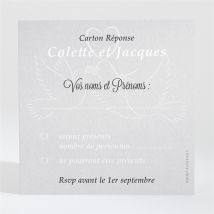 Carton réponse anniversaire de mariage La fête de nos années personnalisable - Couleur Noir, Blanc et Gris - 9,5 x 9,5 cm - Monfairepart