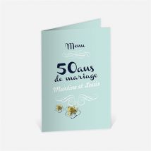 Menu anniversaire de mariage Nos Beaux souvenirs personnalisable - Couleur Vert - 10 x 14,5 cm - Monfairepart