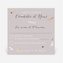 Carton réponse anniversaire de mariage 50 ans d'amour personnalisable - 9,5 x 9,5 cm - Monfairepart