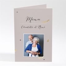 Menu anniversaire de mariage 50 ans d'amour personnalisable - Couleur Marron/Doré - 10 x 14,5 cm - Monfairepart