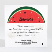 Remerciement naissance Jolie pastèque personnalisable - 9,5 x 9,5 cm - Monfairepart