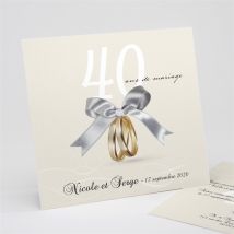 Invitation anniversaire de mariage Romantisme personnalisable - Couleur Beige - 15 x 14 cm - Monfairepart