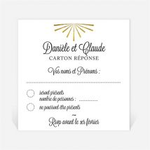 Carton réponse anniversaire de mariage Célébrons nos noces d'Or ! personnalisable - Couleur Blanc et Doré - 9,5 x 9,5 cm - Monfairepart
