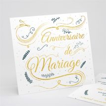 Invitation anniversaire de mariage Carte invitation fun personnalisable - Couleur Doré - 15 x 14 cm - Monfairepart