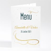 Menu anniversaire de mariage Carte invitation fun personnalisable - Couleur Blanc et Doré - 10 x 14,5 cm - Monfairepart
