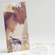 Invitation anniversaire de mariage jardin de fleurs dorées personnalisable - Couleur Beige/Doré - 10 x 21 cm - Monfairepart